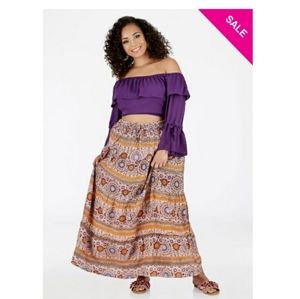 Ashley Stewart Moroccan Boho print maxi skirt